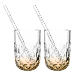 Caramel Macchiato Gläser GOCCE mit Glastrinkhalm 4-teilig