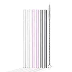 Glastrinkhalme SANO 18 cm 6er-Set + Reinigungsbürste