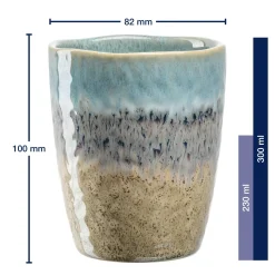 Keramikbecher MATERA 300ml blau/anthrazit/beige 4er-Set