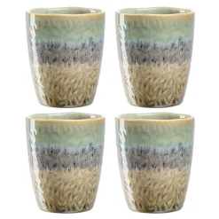 Keramikbecher MATERA 300 ml grün/anthrazit/beige 4er-Set