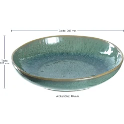 Keramikteller MATERA 21 cm grün tief 6er-Set