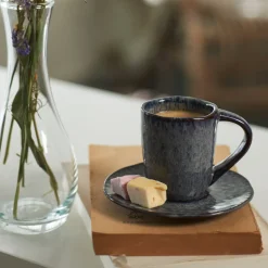 Keramikuntertasse MATERA 11 cm anthrazit 4er-Set
