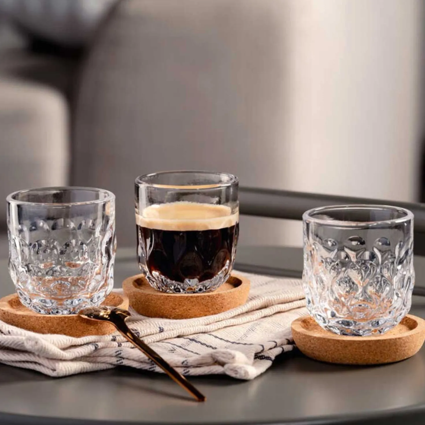 Korkuntersetzer GOCCE 6 cm 4er-Set