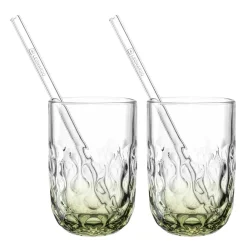 Matcha Latte Gläser GOCCE mit Glastrinkhalm 4-teilig