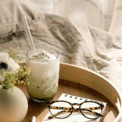 Matcha Latte Gläser GOCCE mit Glastrinkhalm 4-teilig