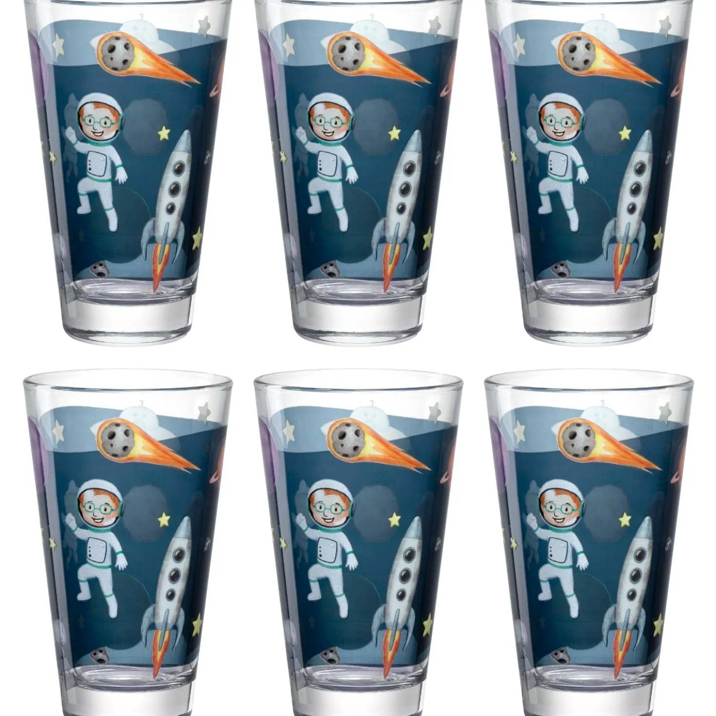 Trinkglas BAMBINI AVVENTURA 300 ml Weltall 6er-Set