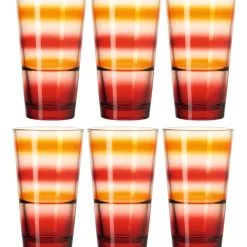 Trinkglas EVENT 330 ml rot gestreift 6er-Set