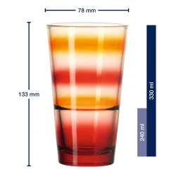 Trinkglas EVENT 330 ml rot gestreift 6er-Set