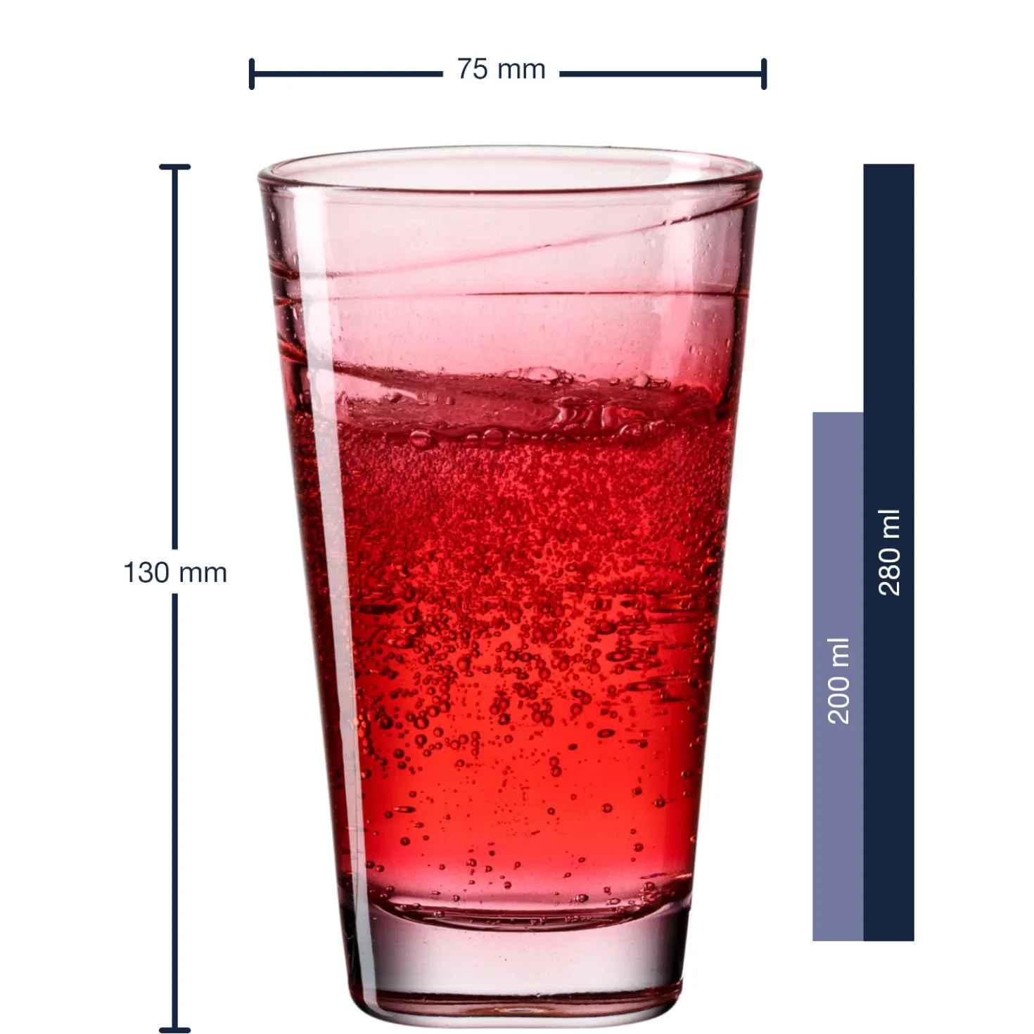 Trinkglas VARIO STRUTTURA 280 ml rot 6er-Set