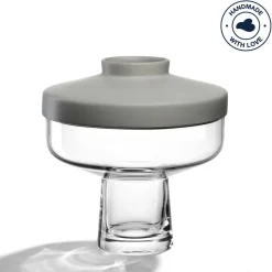 Vase RIVA mit Aufsatz 22 cm grau
