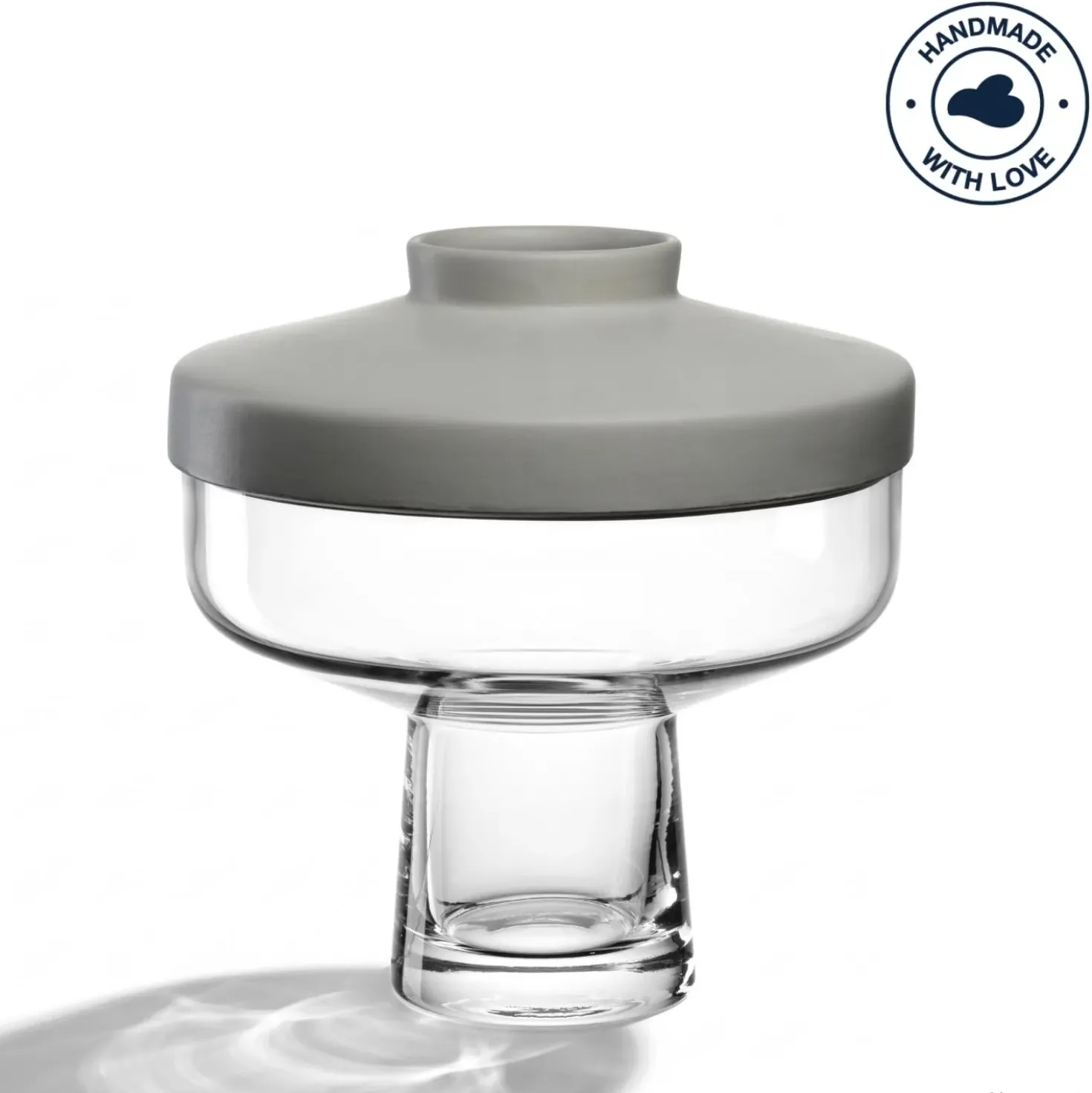 Vase RIVA mit Aufsatz 22 cm grau