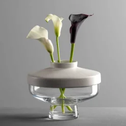 Vase RIVA mit Aufsatz 17 cm weiß